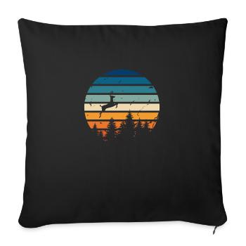 Cerf rétro - Housse de coussin décorative 45 x 45 cm - noir - Devant