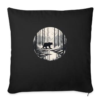 Bear Stalking through the Woods - Sofa pillowcase 17,3'' x 17,3'' (45 x 45 cm) - black - Front