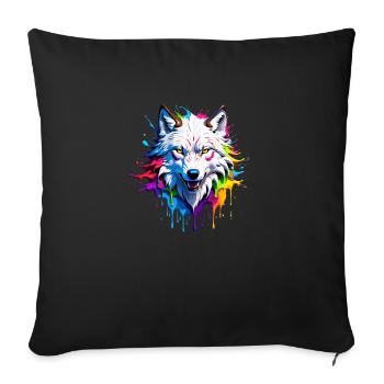 Colorful Wolf - Sofa pillowcase 17,3'' x 17,3'' (45 x 45 cm) - black - Front