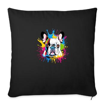 Französische Bulldogge - Sofakissenbezug 45 x 45 cm - Schwarz - Vorne
