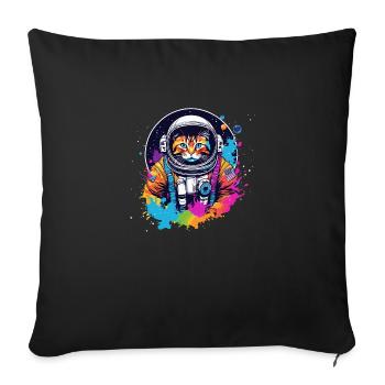 Astronaut Cat - Sofa pillowcase 17,3'' x 17,3'' (45 x 45 cm) - black - Front