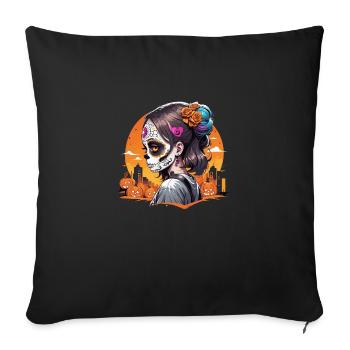 Sugar Skull Girl - Sofa pillowcase 17,3'' x 17,3'' (45 x 45 cm) - black - Front