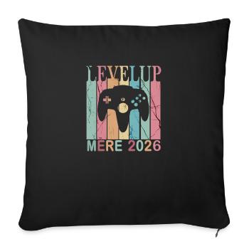 Homme Papa 2026 Futurs Parents Level Up Joueur - Housse de coussin décorative 45 x 45 cm - noir - Devant