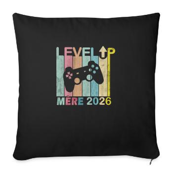 Homme Papa 2023 Futurs Parents Level Up Joueur - Housse de coussin décorative 45 x 45 cm - noir - Devant