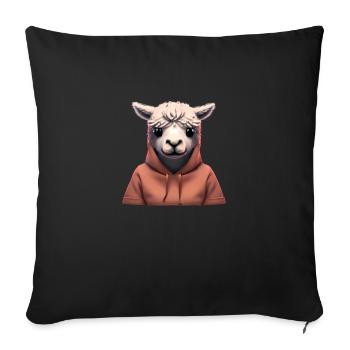 Alpaca wears sweater Alpaca breeder Alpaca fan - Sofa pillowcase 17,3'' x 17,3'' (45 x 45 cm) - black - Front