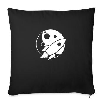 Rocket Flying Over the Moon: Space Exploration Art - Sofa pillowcase 17,3'' x 17,3'' (45 x 45 cm) - black - Front