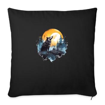 Watercolor Wolf - Sofa pillowcase 17,3'' x 17,3'' (45 x 45 cm) - black - Front