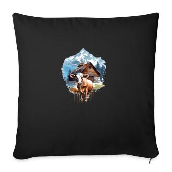 Zermatt, Matterhorn, mountain, chalet, cow - Sofa pillowcase 17,3'' x 17,3'' (45 x 45 cm) - black - Front