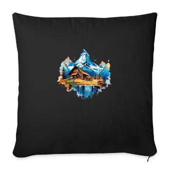 Zermatt, Matterhorn, Matterhorn mountain, chalet, lake - Sofa pillowcase 17,3'' x 17,3'' (45 x 45 cm) - black - Front