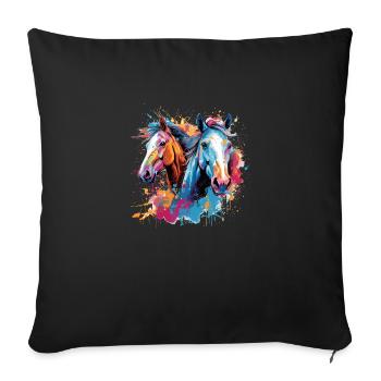 Horses, horses - Sofa pillowcase 17,3'' x 17,3'' (45 x 45 cm) - black - Front