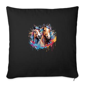 Horses, horses - Sofa pillowcase 17,3'' x 17,3'' (45 x 45 cm) - black - Front
