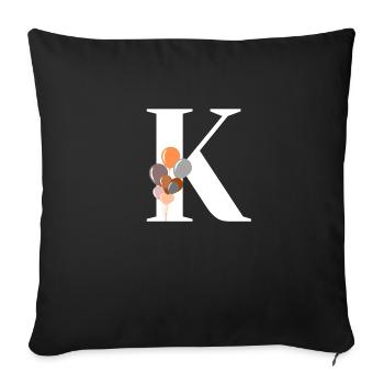 Buchstabe k Geburtstagsballon - Sofakissenbezug 45 x 45 cm - Schwarz - Vorne