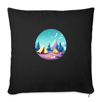 Camping Camping-car Cadeau Caravane Camp Tentes - Housse de coussin décorative 45 x 45 cm - noir - Devant