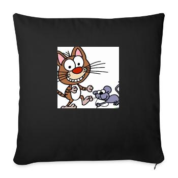 cat and mouse - Sofa pillowcase 17,3'' x 17,3'' (45 x 45 cm) - black - Front