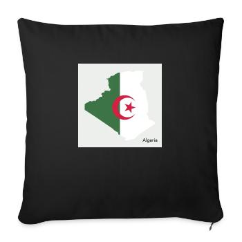 Algeria Flag, Map - Sofa pillowcase 17,3'' x 17,3'' (45 x 45 cm) - black - Front