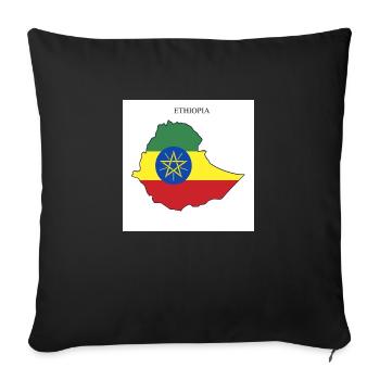 Ethiopia Flag, Map - Sofa pillowcase 17,3'' x 17,3'' (45 x 45 cm) - black - Front