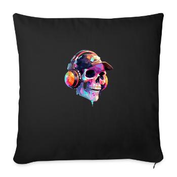 Cute Punk Skull / Kawaii Punk Skull - Sofa pillowcase 17,3'' x 17,3'' (45 x 45 cm) - black - Front