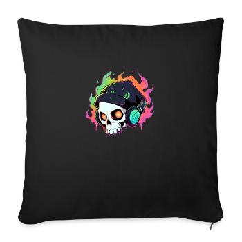 Cute Punk Skull / Kawaii Punk Skull - Sofa pillowcase 17,3'' x 17,3'' (45 x 45 cm) - black - Front
