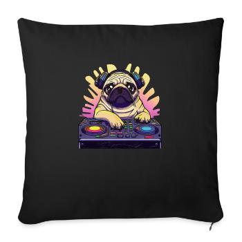 Pug Dog DJ Gift Idea - DJ Dog - Sofa pillowcase 17,3'' x 17,3'' (45 x 45 cm) - black - Front