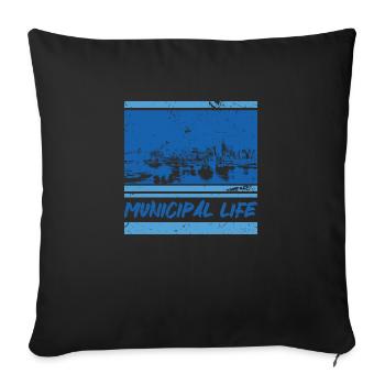 Municipal Life - Sofa pillowcase 17,3'' x 17,3'' (45 x 45 cm) - black - Front