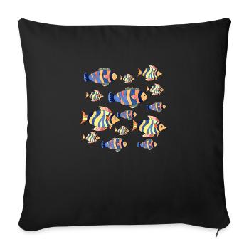Poissons - Housse de coussin décorative 45 x 45 cm - noir - Devant