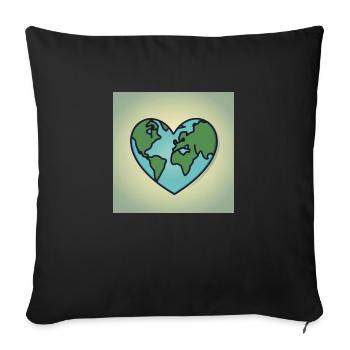 Sustainable world in the shape of a heart - Sofa pillowcase 17,3'' x 17,3'' (45 x 45 cm) - black - Front