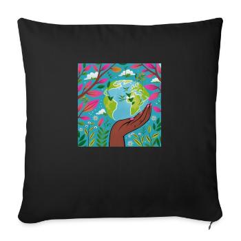 Sustainable World - Sofa pillowcase 17,3'' x 17,3'' (45 x 45 cm) - black - Front