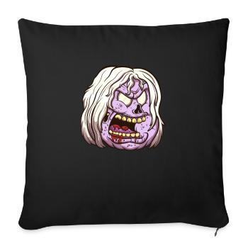 Weiblicher Zombiekopf - Sofakissenbezug 45 x 45 cm - Schwarz - Vorne