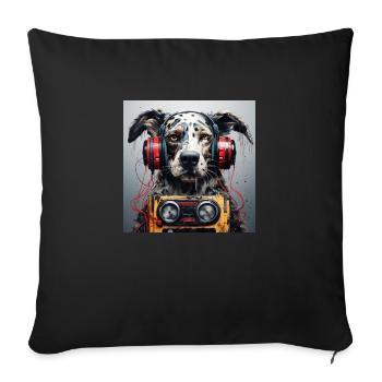 Music Dog - Sofakissenbezug 45 x 45 cm - Schwarz - Vorne