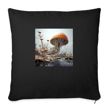Melting Mandelbulb 3D Vector Sceleton - Sofa pillowcase 17,3'' x 17,3'' (45 x 45 cm) - black - Front