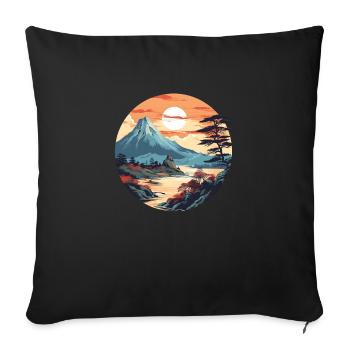 over the Japanese Mountains - Sofa pillowcase 17,3'' x 17,3'' (45 x 45 cm) - black - Front