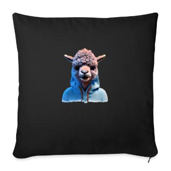 Alpaca breeder alpaca wears sweater alpaca fan - Sofa pillowcase 17,3'' x 17,3'' (45 x 45 cm) - black - Front