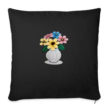 Beau mélange de fleurs - Housse de coussin décorative 45 x 45 cm - noir - Devant