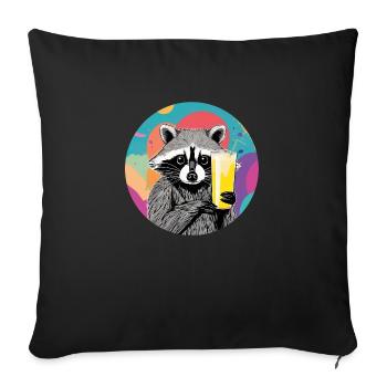 Mignon raton laveur au lait de banane - Housse de coussin décorative 45 x 45 cm - noir - Devant