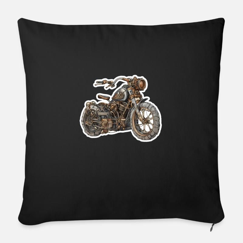 Motorad / Moped / Steampunk / Bike / Maschine - Sofakissenbezug 45 x 45 cm - Schwarz