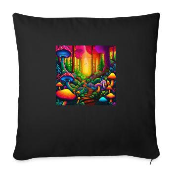 psychedelisches trippy Pilz-Design - Sofakissenbezug 45 x 45 cm - Schwarz - Vorne