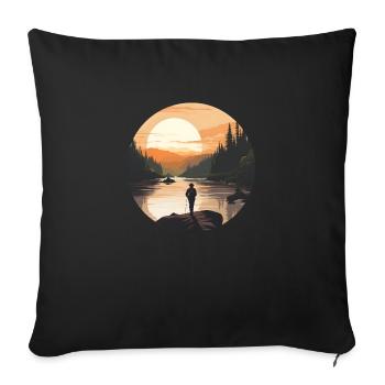 Un coucher de soleil au Canada - Housse de coussin décorative 45 x 45 cm - noir - Devant
