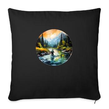 Painted fly fisherman - Sofa pillowcase 17,3'' x 17,3'' (45 x 45 cm) - black - Front