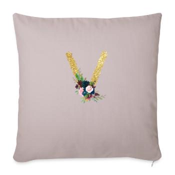 Lettre v gold floral - Housse de coussin décorative 45 x 45 cm - taupe clair - Devant