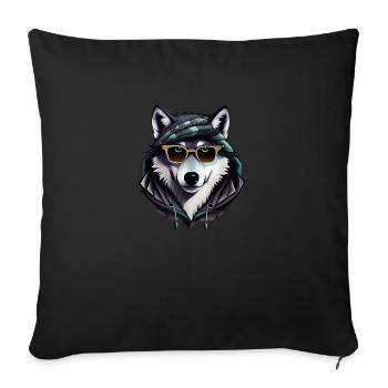loup - Housse de coussin décorative 45 x 45 cm - noir - Devant