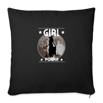 Sorcière Girl Power Lune Nuit - Housse de coussin décorative 45 x 45 cm - noir - Devant