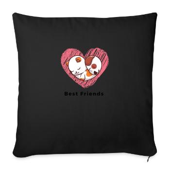 Dog Cat Logo - Sofa pillowcase 17,3'' x 17,3'' (45 x 45 cm) - black - Front