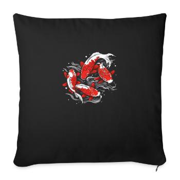 A school of Japanese koi fish - Sofa pillowcase 17,3'' x 17,3'' (45 x 45 cm) - black - Front