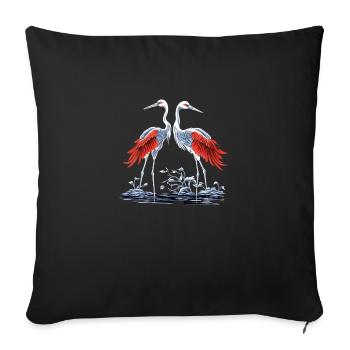 Two Japanese cranes - Sofa pillowcase 17,3'' x 17,3'' (45 x 45 cm) - black - Front