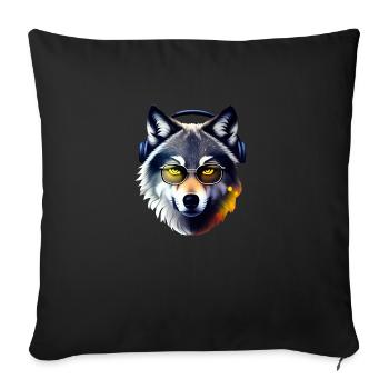 wolf - Sofa pillowcase 17,3'' x 17,3'' (45 x 45 cm) - black - Front