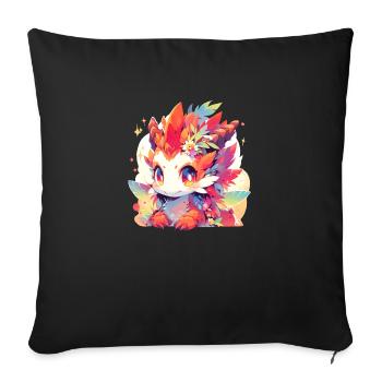 00332 kawaii FireDragonUnicorn - Sofa pillowcase 17,3'' x 17,3'' (45 x 45 cm) - black - Front