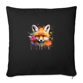 fox, pup - Sofa pillowcase 17,3'' x 17,3'' (45 x 45 cm) - black - Front