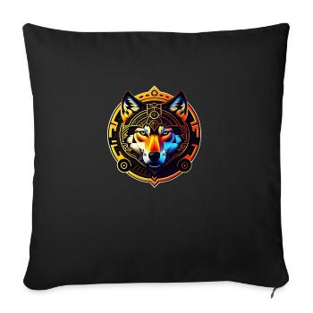 goldener Wolf - Sofakissenbezug 45 x 45 cm - Schwarz - Vorne