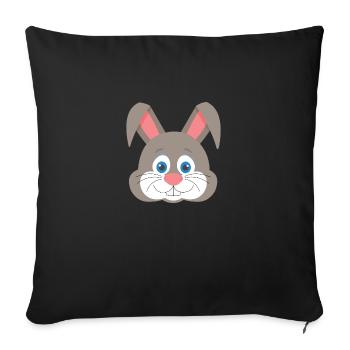 Cute bunny face - Sofa pillowcase 17,3'' x 17,3'' (45 x 45 cm) - black - Front