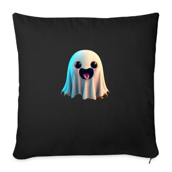 Happy Halloween cute ghost tongue out scary funny - Sofa pillowcase 17,3'' x 17,3'' (45 x 45 cm) - black - Front